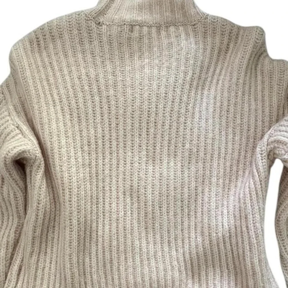 Champagne Light Pink‎ Ribbed Knit Mock Neck Cropped Sweater XS Cozy Cottagecore